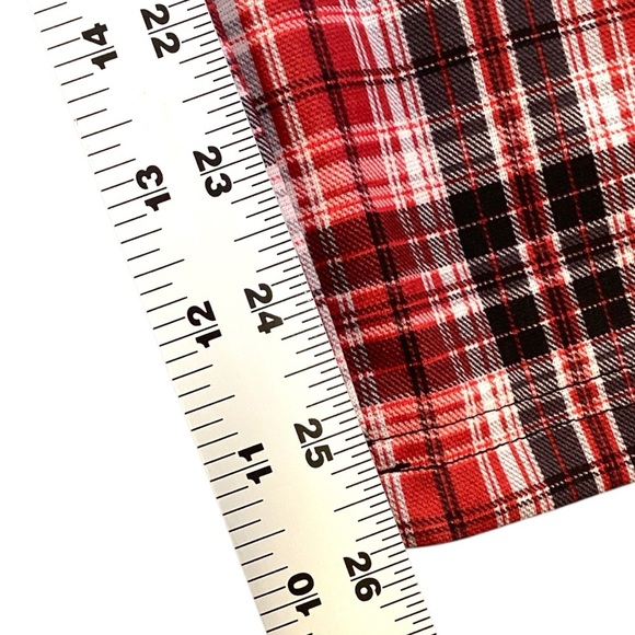 Allegra K Plaid Cropped Trousers Button Casual Tartan Check Work Pants Red Large - Picture 9 of 10